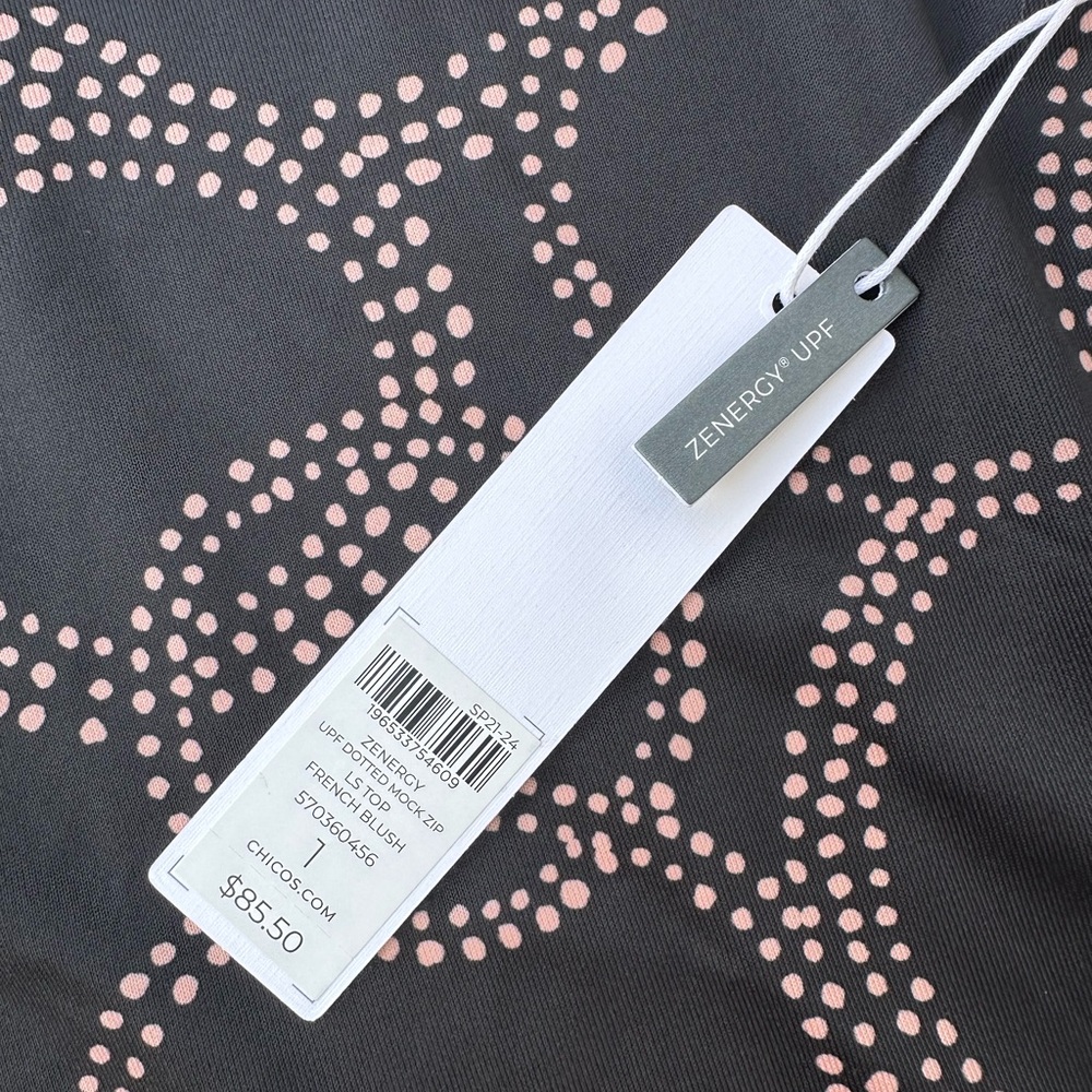 Chico's Black Half-Zip Sweatshirt with Pink Dot Circle Print - Picture 4 of 5